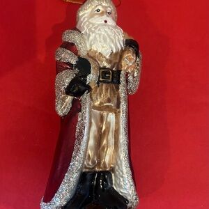 Santa Claus Glass Ornament - Red and Gold